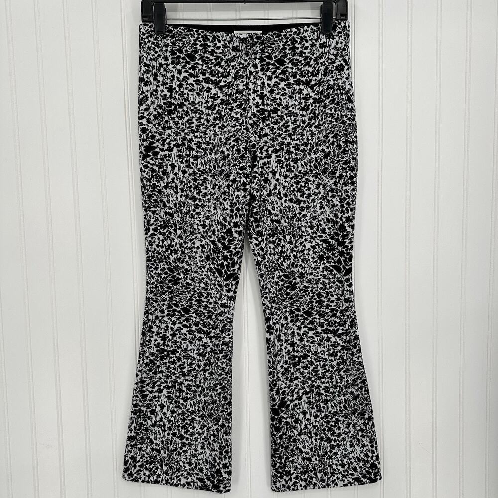 Maeve Pants Margot Kick Flare Crop Womens XSP Black Floral Knit Anthropologie